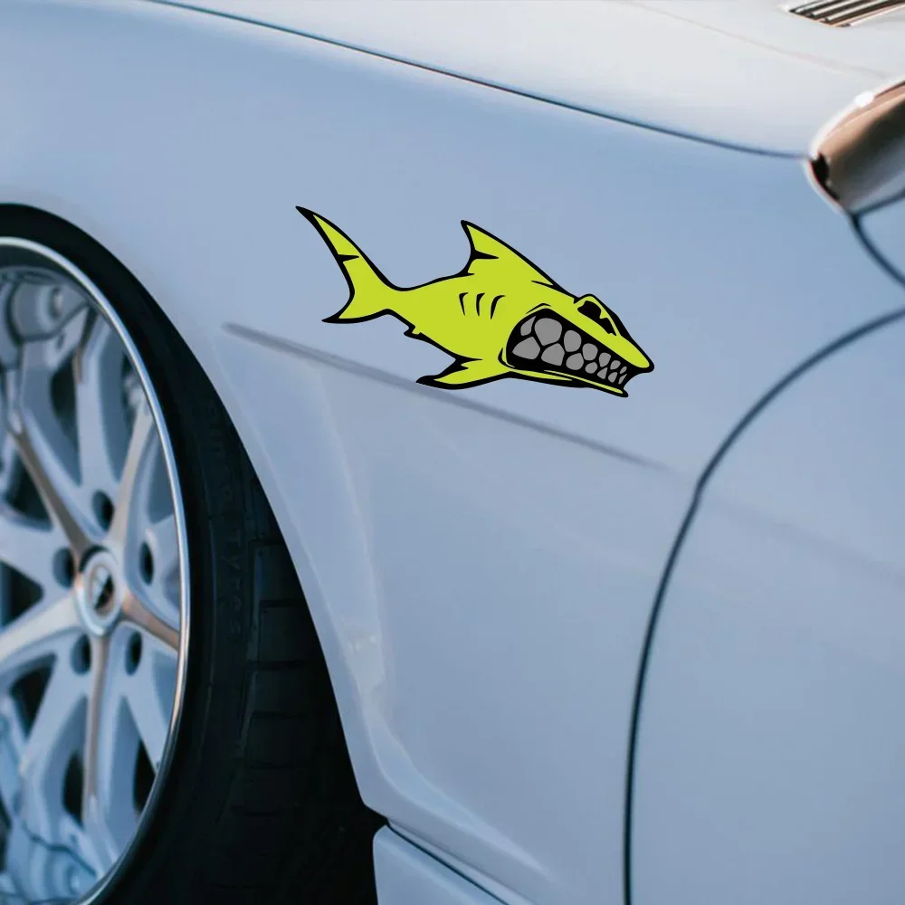 Cute Shark Cartoon Sticker Matte Waterproof Removable Vinyl Decal for Car Motorcycle Helmet DIY Personalized Decor