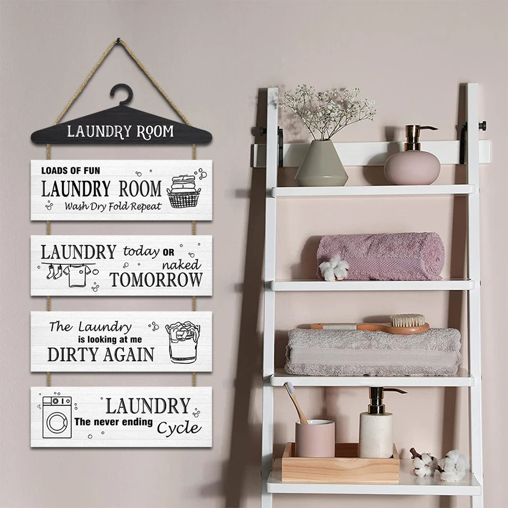 

1pcs Laundry Room Wall Sign Rustic Laundry Room Rules Hanging Sign Wooden Wash Dry Fold Repeat 11.8 x 4.3 Inch