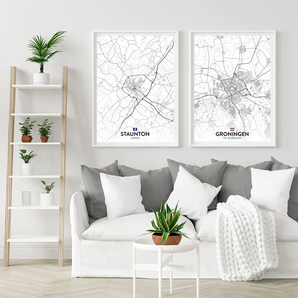 1pc City Map Poster Wall Sticker Bedroom Bedside Decoration Modern Art Indoor Hanging Painting