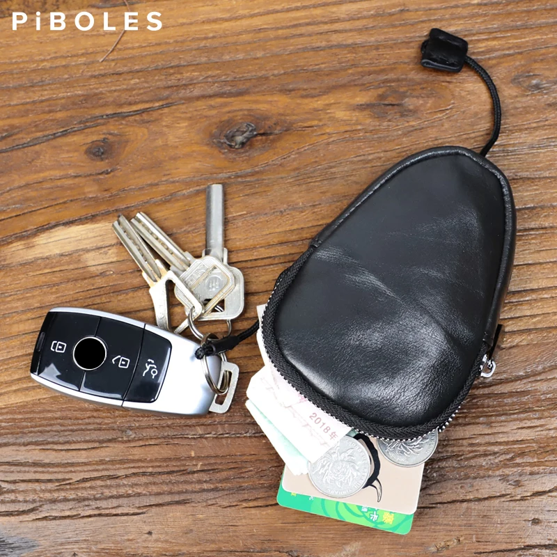 Soft Leather Key Wallets Holder For Men Women, Genuine Leather Smart Key Organizer Keychain Bag Housekeeper Keys Purse Zipper