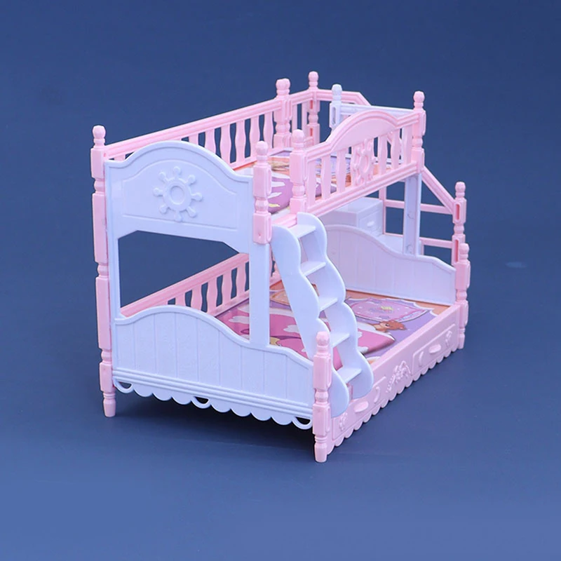 Bjd Puppe Kinder spielen Haus für Puppen zubehör Simulation europäische Möbel Prinzessin Doppelbett mit Treppe Schlafzimmer Dekor