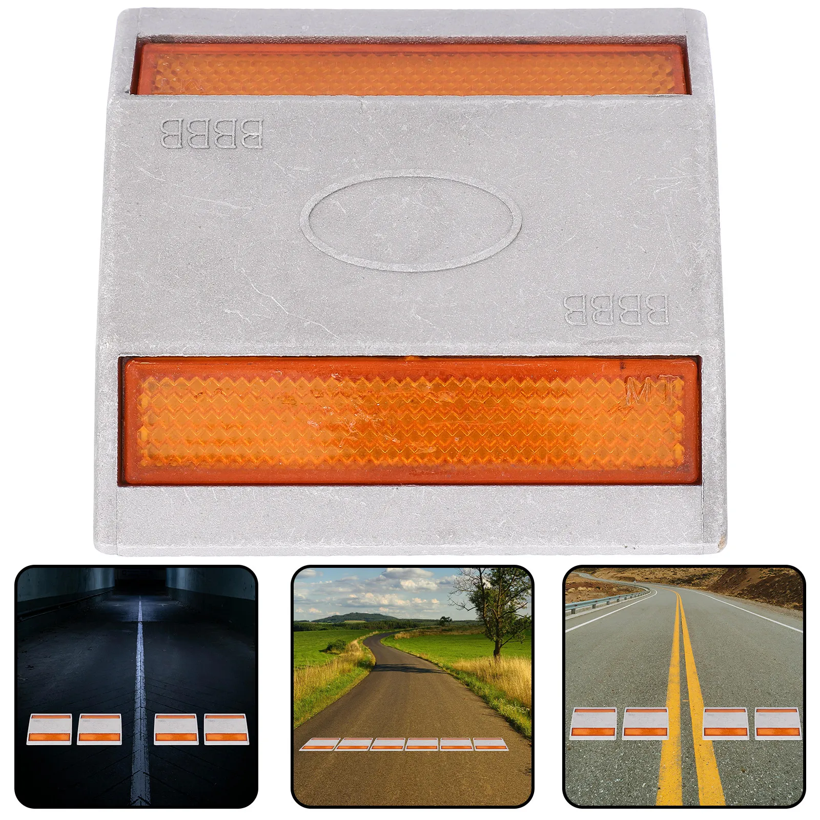 

Reflective Road Stud Pavement Marker Durable Aluminum Sided Reflector For Garage Parking Lot Safety Road Sign Car