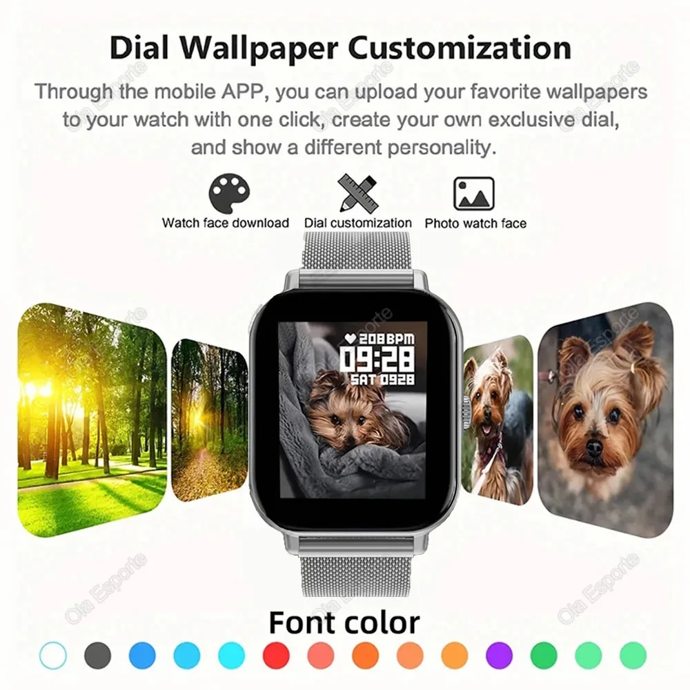 2024 New Smart Watch For Men Women Gift 1.44\'\' Touch Screen Sports Fitness Watches Bluetooth Calls Digital Smartwatch Wristwatch