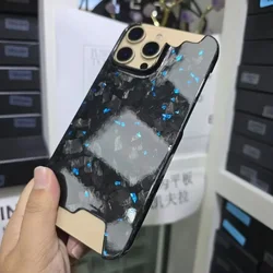 Glitter Genuine Carbon Fiber Irregular Case for iPhone 16 Pro Max Bling Bright Forged Ultra Thin Hard Alien Armor Back Cover