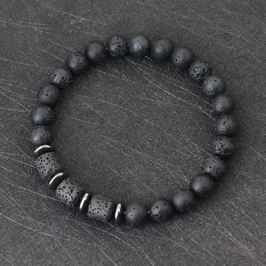Fashion Natural Stone Bracelet Men Apparel Accessories 8mm Volcanic Rock Howlite Tiger Eyes Beads Braslet Healing Homme Joias