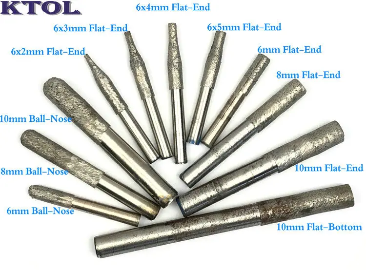 6x15mm Flat Bottom End Mill CNC Router Tool Sintered Diamond Cutters for Granite Slotting Cutting 3D Carving Stone Engraving Bit