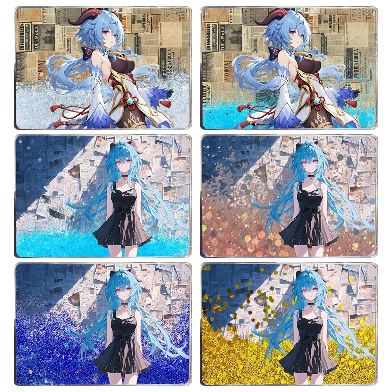 Anime Goddess Story Characters Ganyu Diy Quicksand Cards Collection Cards Christmas Birthday Gifts Game Children's Toys