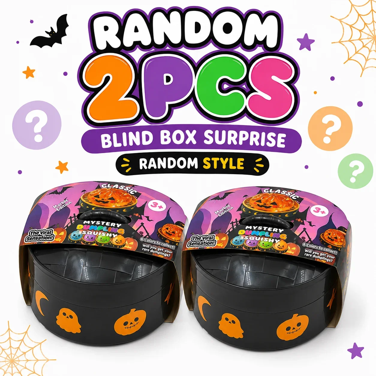 Halloween Bao Dumpling Squishy Spielzeug 1-5 Stück Blindbox Langsam aufsteigendes, berührungsempfindliches Quetsch-Fidget-Sensorik-Stressabbau-Geschenkset – Detail 3