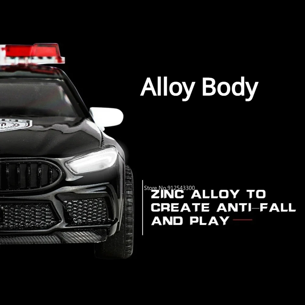 Modèle de voiture jouet M8 1:32 avec 2 portes, lumière musicale ouvrable, voitures de Police rétractables, Collection de jouets en alliage moulé sous pression pour enfants, cadeaux