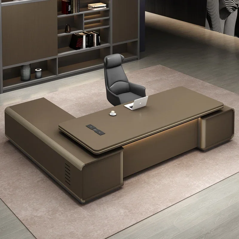 Luxury Boss Table Luxury L Shaped Office Table Simple Leadership Furniture Manager Room President Desk Modern Light Home