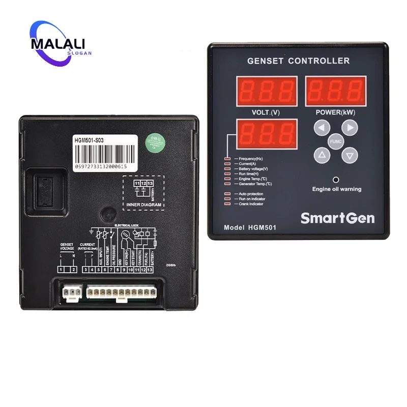 Imagem -05 - Smartgen-start e Stop Genconjunto Módulo Controlador Gerador a Gasolina Diesel Display Digital Led Peças do Painel de Controle dc 918v Hgm501