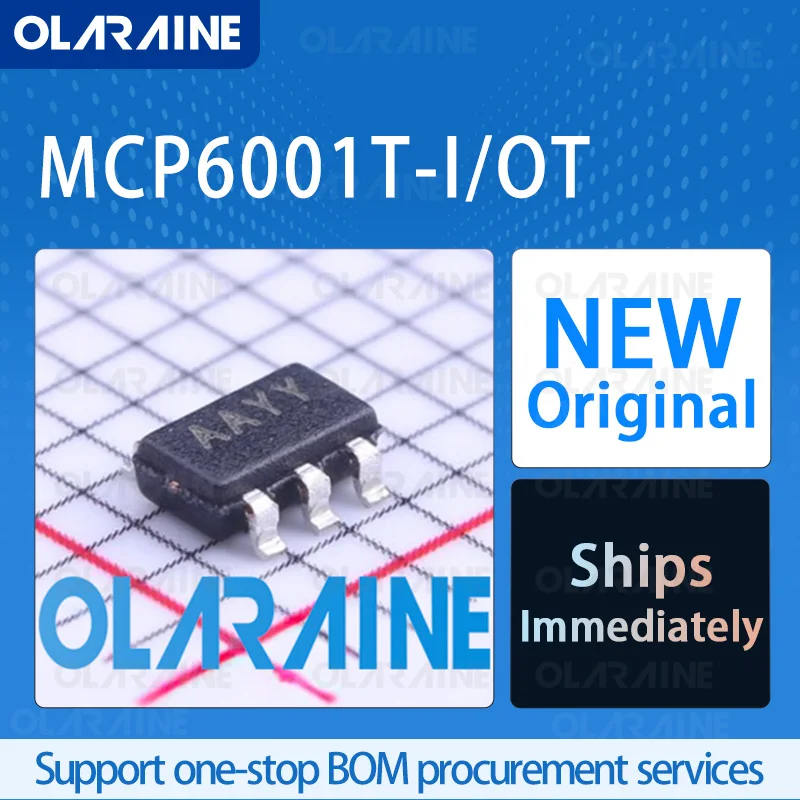 

10/50/100Pcs MCP6001T-I/OT Original SOT-23-5 Operational Amplifier - Op Amp RoHS 1 Channel GBP- 1 MHz Vos - 4.5 mV Ib - 1 pA