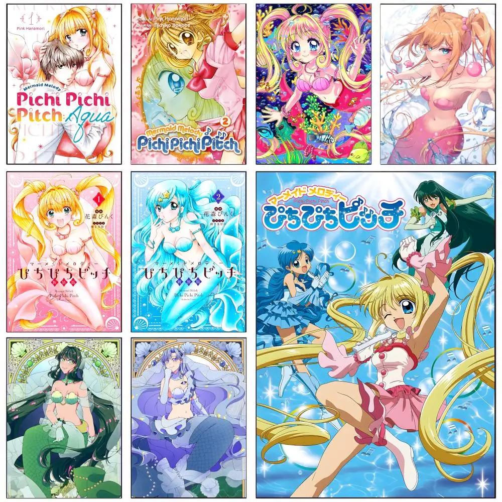 Póster de Anime Mermaid Melody Pichi Pichi Pitch, decoración de pared autoadhesiva HD para el hogar, oficina, dormitorio y más, opción de regalo ideal