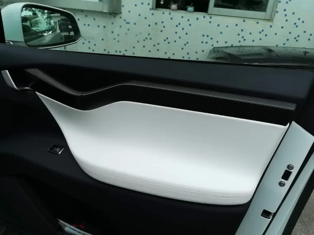 

For Tesla Model X Real Dry carbon fiber marble door trims forged interior door panels 2014-2020 Accessories Interior Mouldings