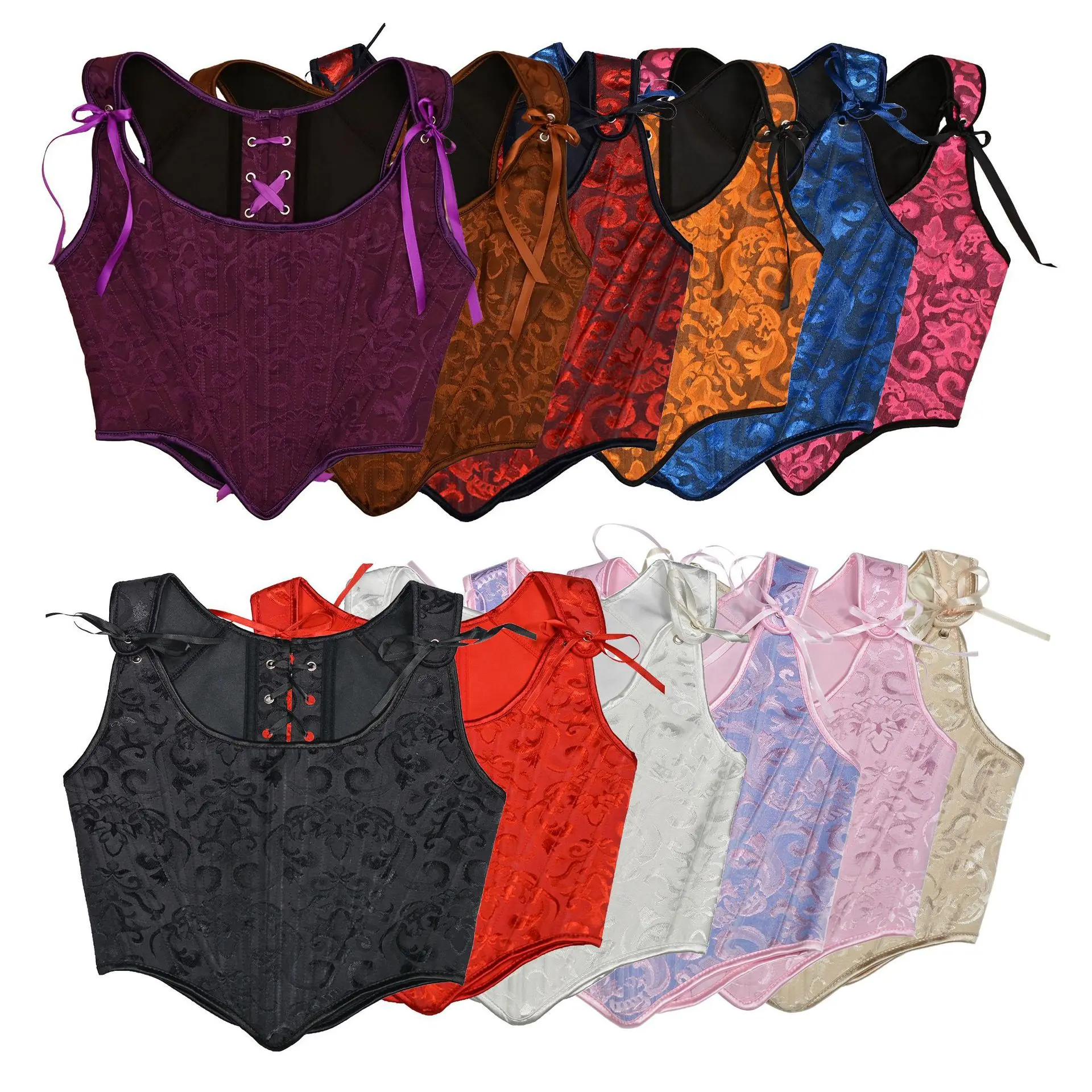 jacquard rear strap corset corset corset babes stacked on small vest top