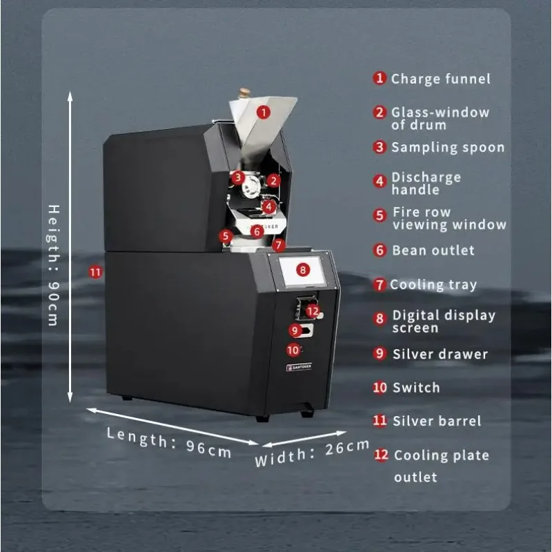 Wintop Professional High Quality 1kg Roaster Commercial Coffee Roaster Suitable For Coffee Shop