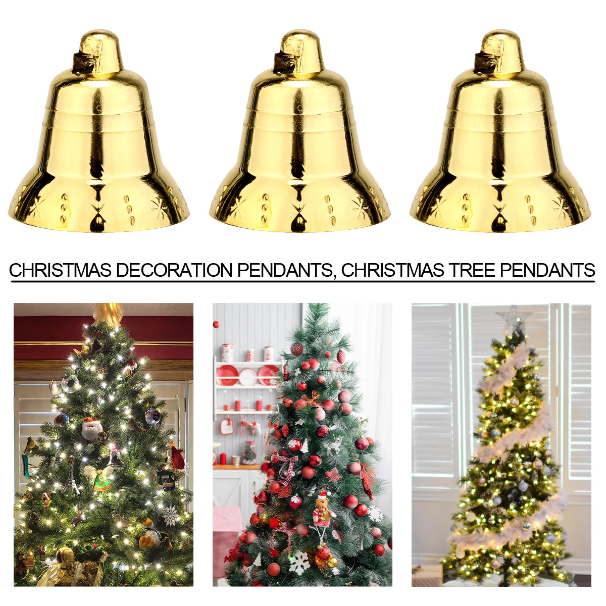 

1 set Golden naments for Christmas Tree Hanging Party Decorations Wedding Xmas Tree Hanging Bell Festive Events