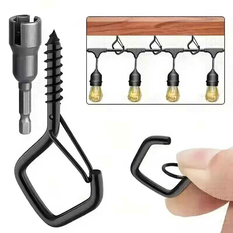 6/20/21PCS Square Buckle Safety Hook Screw With Safety Buckle Anti Fall Hook Used For Bonsai Hanging Outdoor String Lights