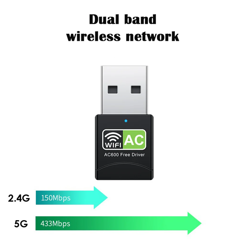 WiFi Network Adapter Dual Band 2.4GHz 5Ghz Free Driver Realtek RTL8811CU Chip Mini USB Wireless Network Card 600Mbps