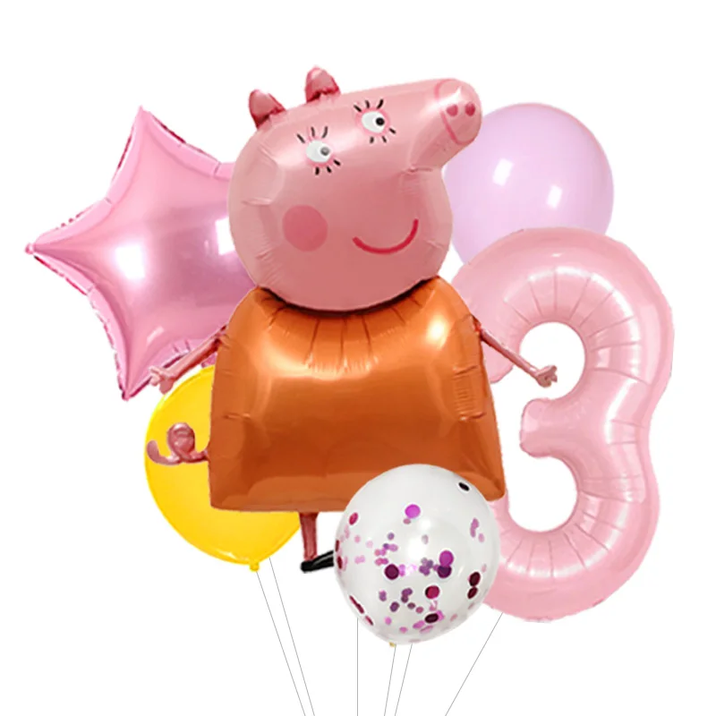 Peppa Pig Balloon Number Box Birthday Decoration Cartoon Foil Balloon Personalized Age Number Party Supplies for Kids view 4