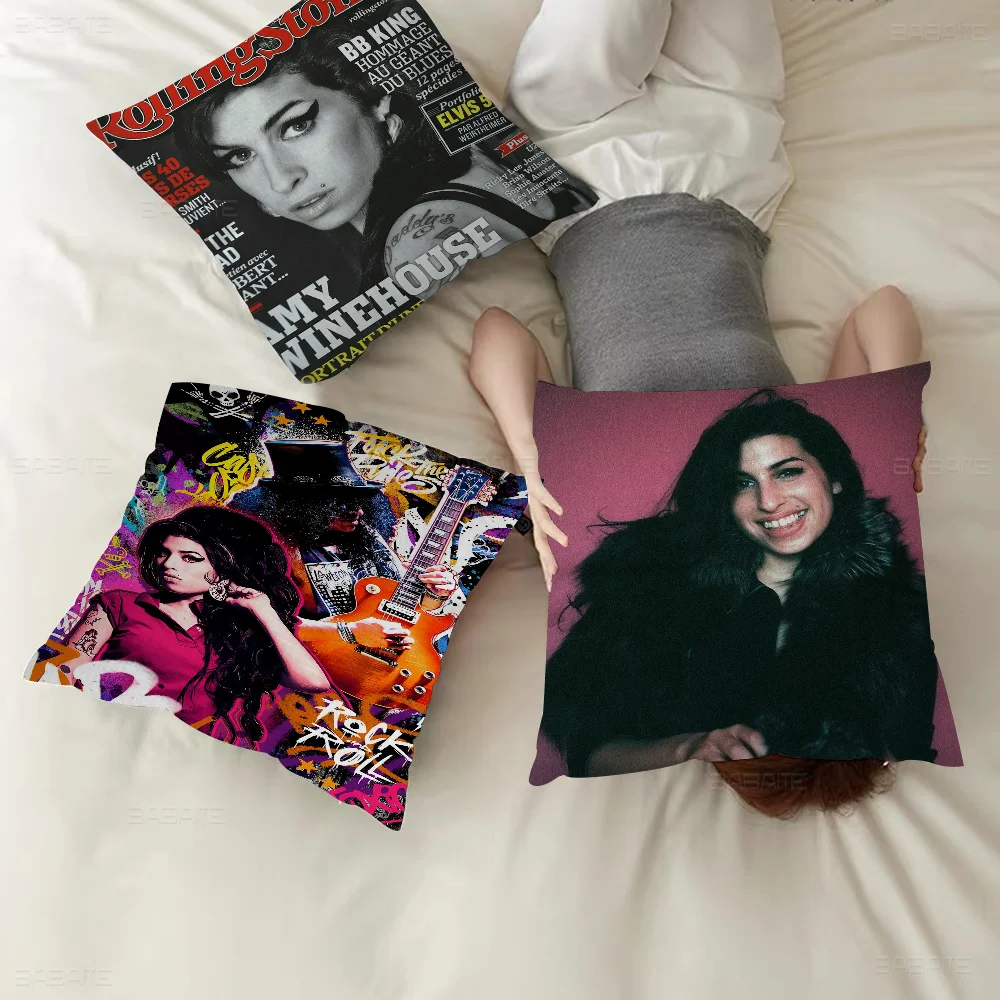 Beauty Woman Amy Winehouse Music Singer Star Cushion Cover Inches Farmhouse Decor Home Throw Pillow Covers For Couch Decorations