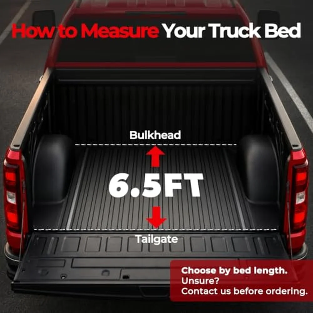 6.5FT Soft Quad Fold Truck Bed Tonneau Cover Compatible for Chevy Silverado/GMC Sierra 1500 2014 2018 Silverado/Sierra