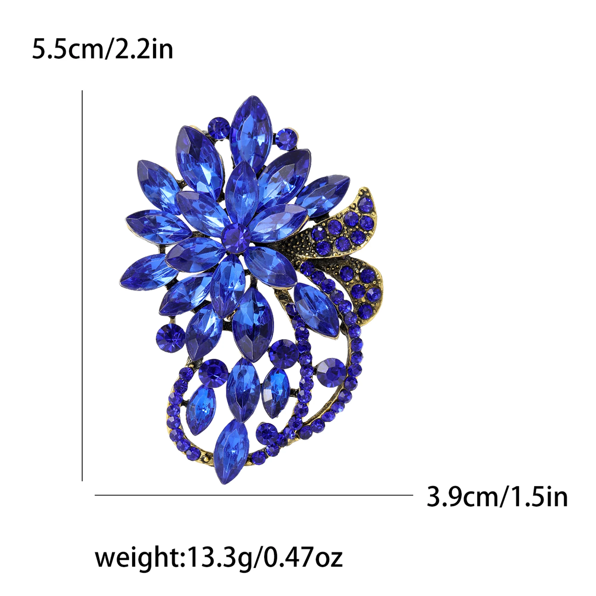 Rhinestone Flower Brooches for Women Unisex Trendy Multicolor Crystal Pins Banquet Party Backpack Gifts Jewelry Accessories