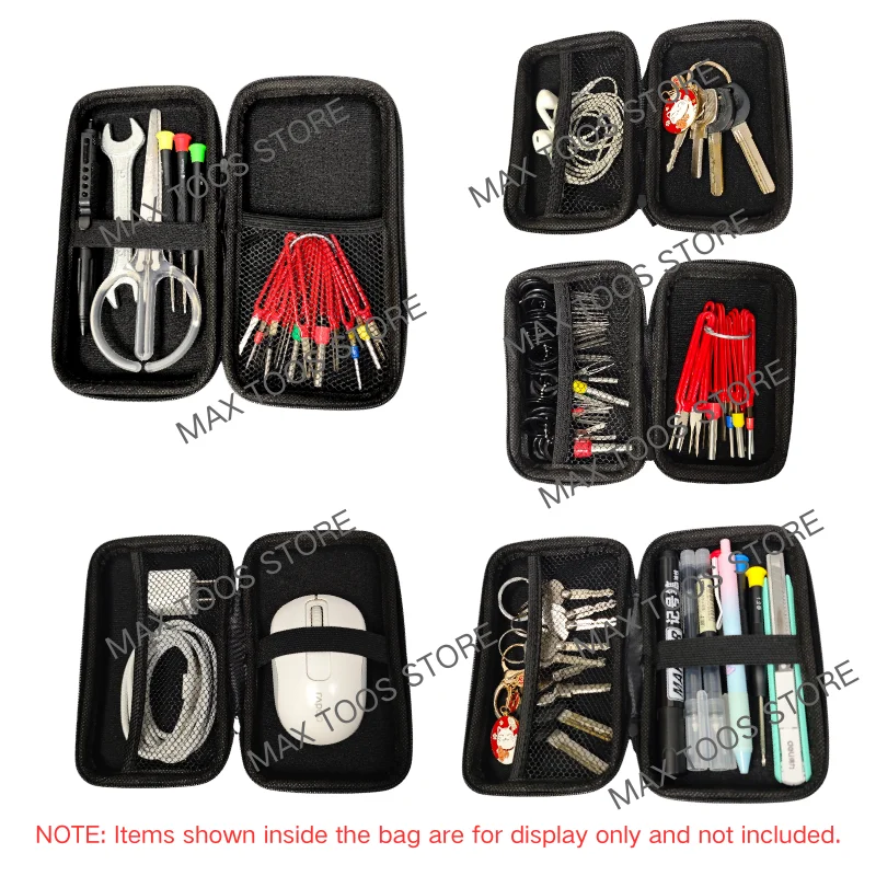 Water-resistant Tool Storage Bag Durable Hard-Shell Carbon Fiber Pattern Zipper Pouch for Car Electronics & Daily Repair Tools