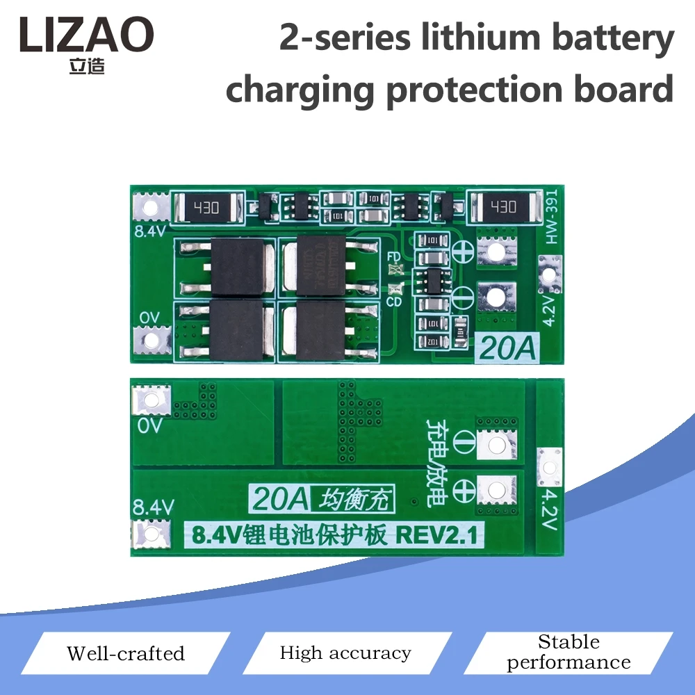 1/3PCS 2S 20A 7.4V 8.4V 18650 Lithium Battery Protection Board BMS Board Standard Balance Version For Battery Pack DIY Project