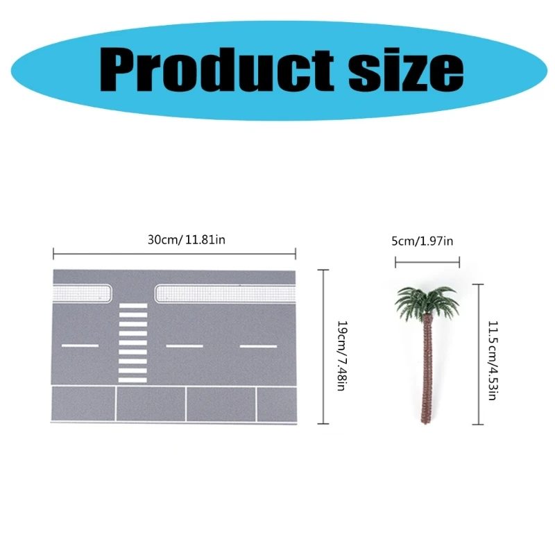 Miniature Road Scene Set for 1/64 Scale Model Landscapes Building Sand Model Accessory Kits with Sign Tree P31B