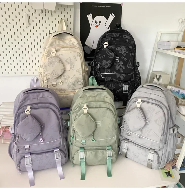 2024 New School Bags for Boys and Girls Korean Version Versatile High-Looking Print Student Large Capacity Backpack