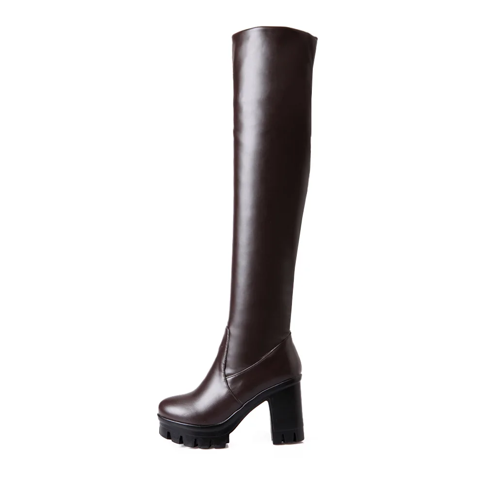 Nuovissimo Sexy bianco nero donna stivali alti alla coscia suola spessa tacchi Super alti scarpe da festa da donna AS23 Plus Big Size 10 33 43