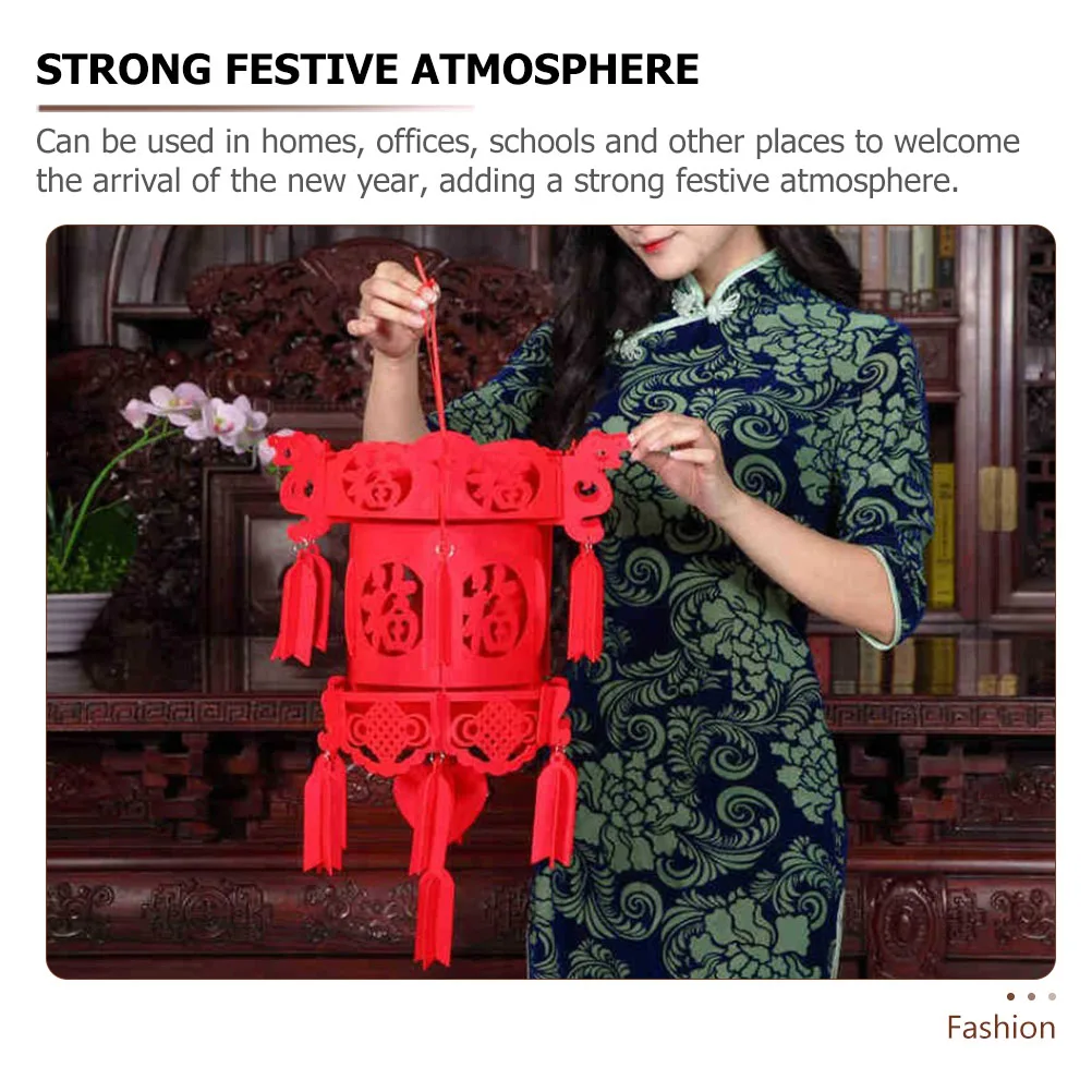 

4pcs Non-woven Lantern Palace Lamp New Year Hanging Decor Spring Festival Celebration Decoration Red for Home
