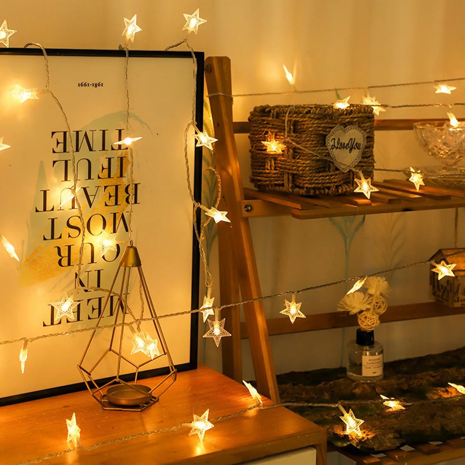 10ft LED Star String Lights Christmas Garland Battery USB Powered Wedding Party Curtain String Fairy Lamps For Home Bedroom
