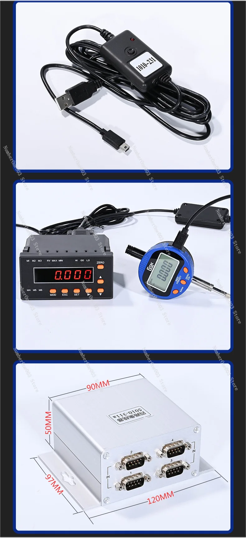 Digital Dial Indicator Digital Micrometer 0-12.7 0-25.4 0-30 0-50 Data Cable Connected To