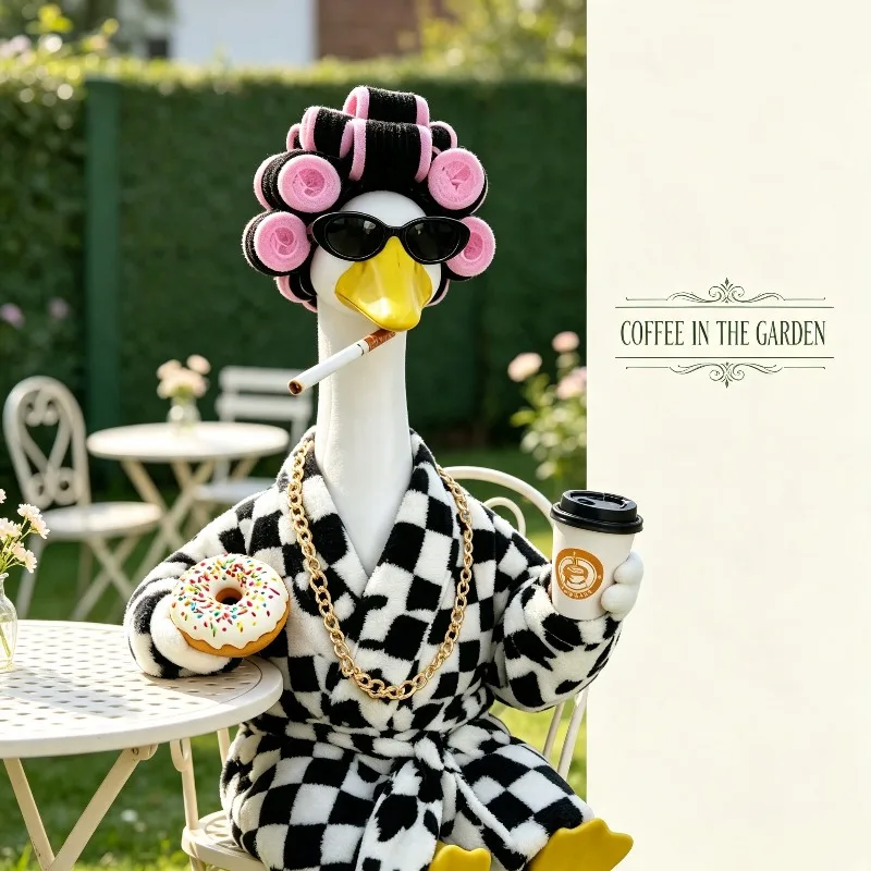 Bathrobe Cucumber Slice Outdoor Garden Statue Decor,Porch Goose Costume Ornament (Goose Not Included)
