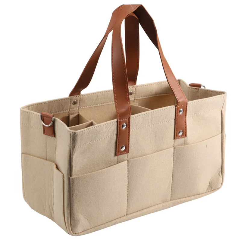 AINY-Baby Felt Storage Nursery Organizer Basket Infant Diaper Bag With Handle Caddy Changing Nappy Kids Storage Carrier