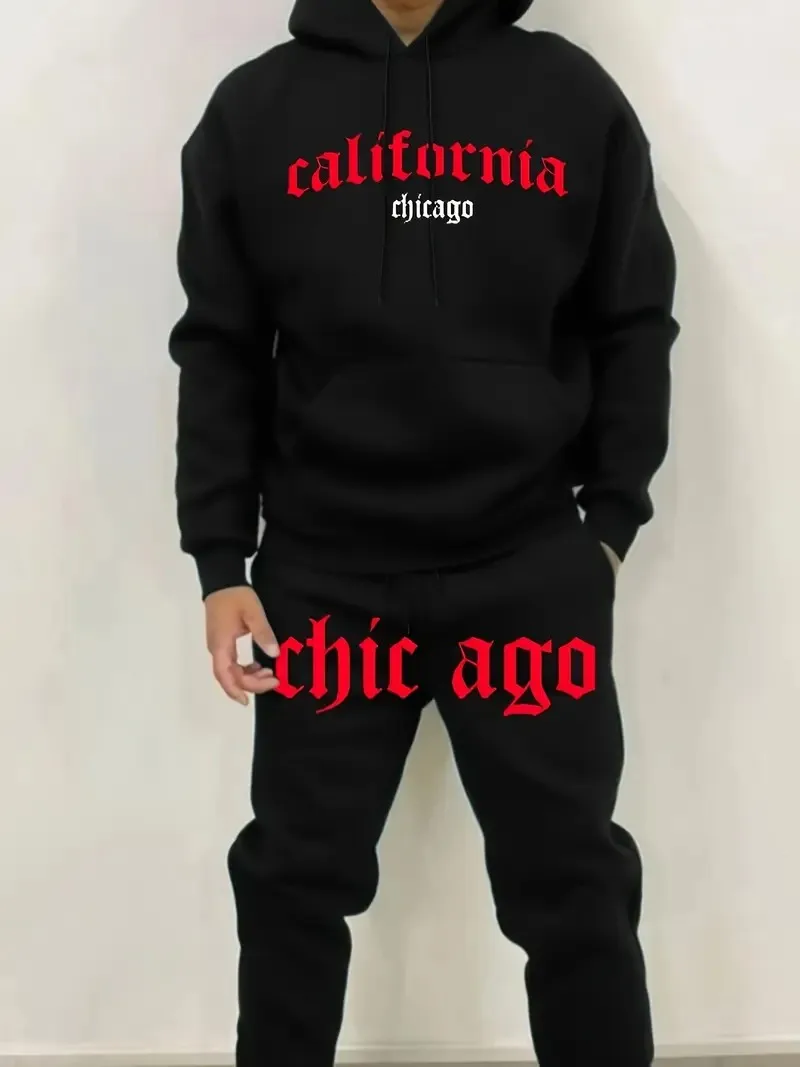 

The new men's hoodie set for Spring and Autumn 2025 is comfortable soft and casual featuring roller skating letter prints