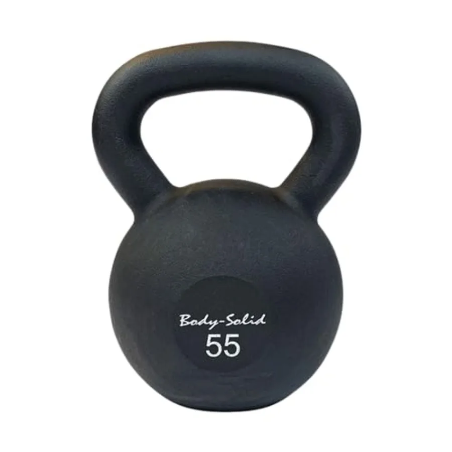 Pesa Rusa Body-Solid con Recubrimiento de Polvo Negro Mate y Agarre Tipo Kettlebell para Entrenamiento de Peso y Ejercicios de Core