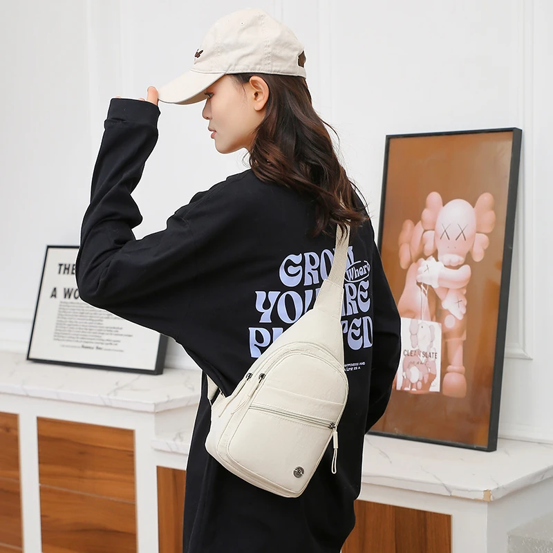 

2025 New Multifunctional Chest Bag Men's Fashion Trend Oxford Cloth Shoulder Bag Korean Style Casual Waterproof Messenger Bag