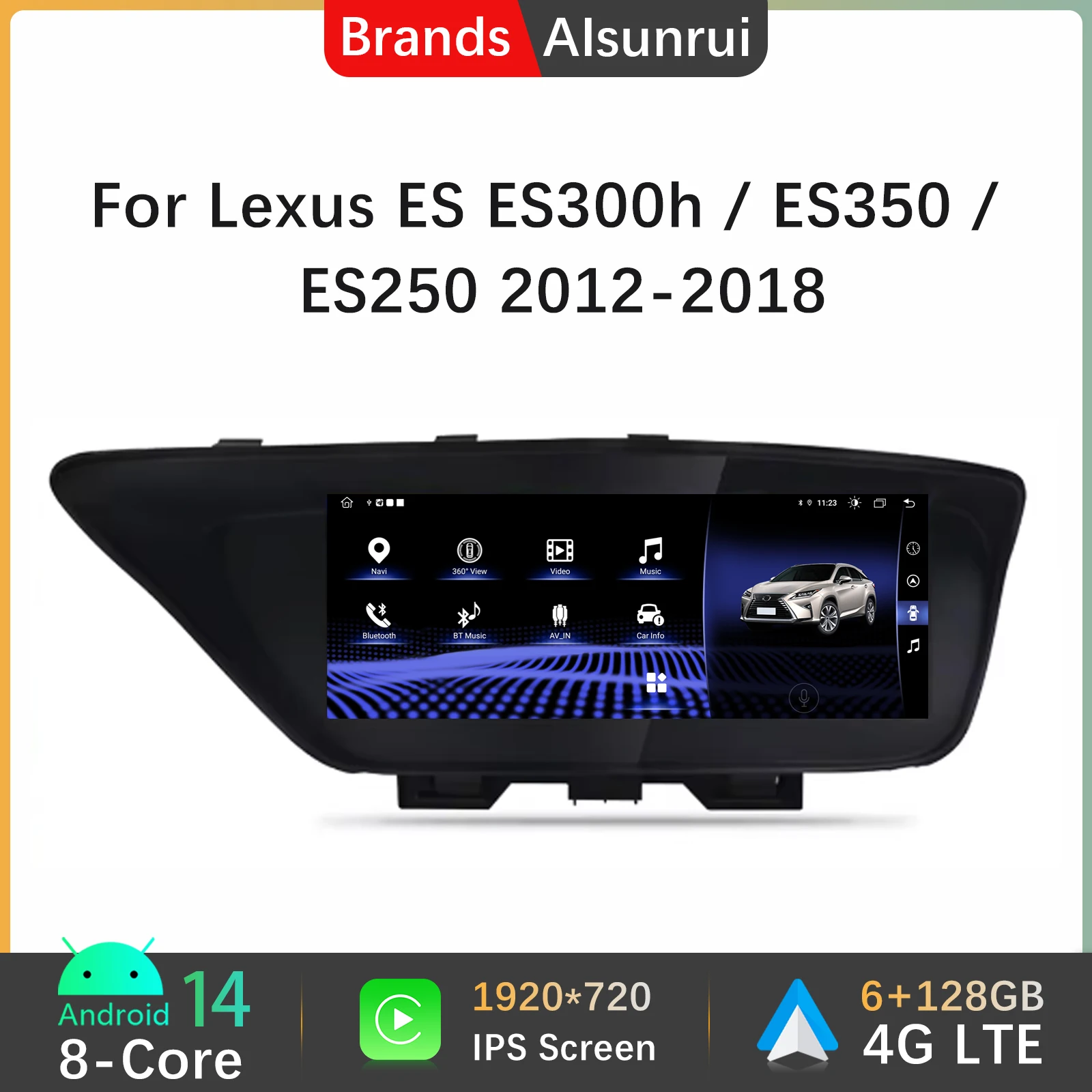 Android 14 Car Radio For Lexus ES ES250 ES350 ES300h 2012-2018 Multimedia GPS Navigation Auto CarPlay Video Screen StereoAudio