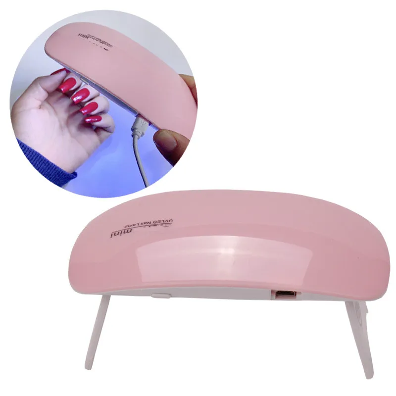 Mini secador de uñas portátil, lámpara UV, 6 LED, barniz de pulido con Cable USB, 6W, Máquina secadora de manos única, herramientas profesionales de manicura