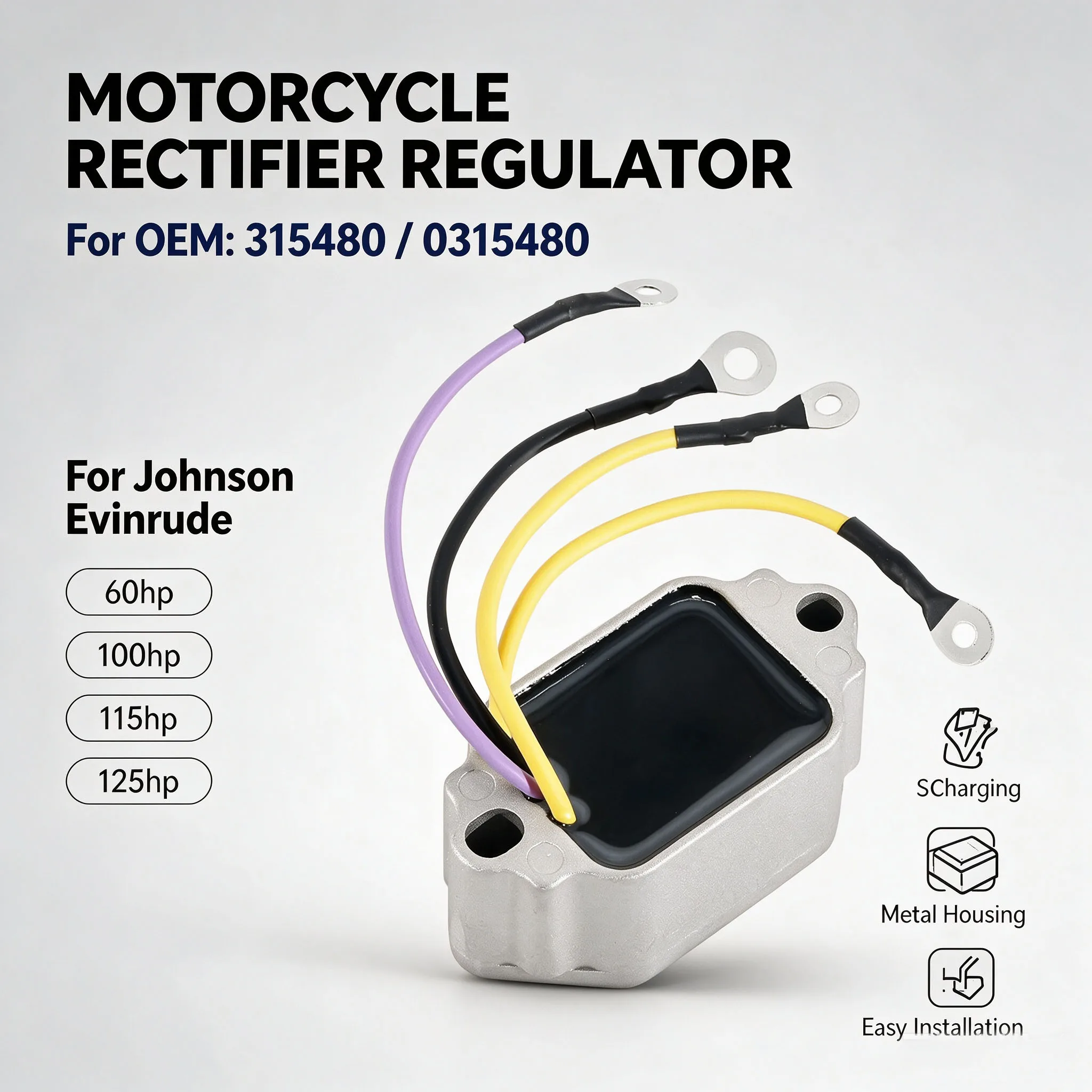 

Voltage Regulator Rectifier For Johnson Evinrude 60hp 100hp 115hp 125hp 1970-1972 OEM:315480 0315480