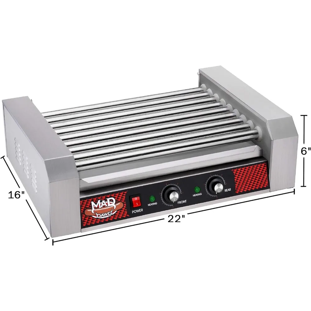 Hot Dog Roller Machine - Stainless-Steel Cooker with 9 Rollers - Cooks 24 Hot Dogs - Concession Stand Supplies by