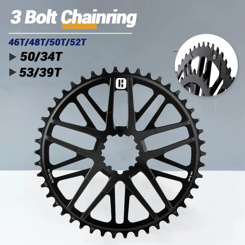 

3 Bolt Chainring Direct Mount Crown Lightweight Narrow Wide Star For Road Bike Single Double Chainring 46t 48t 50t 52t