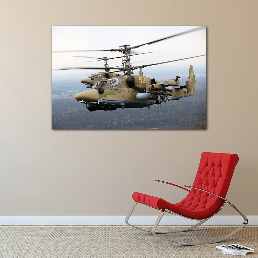 Kamov Ka-52 Alligator Attack Helicopter Picture Modern Aircraft Wall Art Home Room Decor Poster Canvas Print Painting No Frame