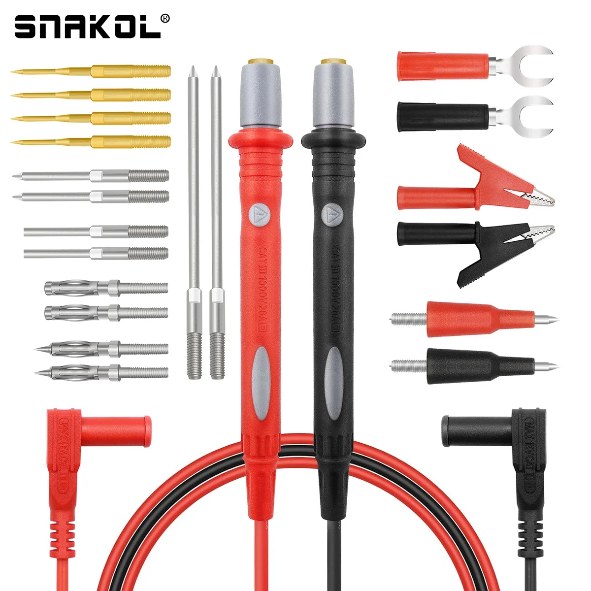 22 Pcs Multimeter Test Lead Kit Silicone Wire Probes with Replaceable Needle Tips Universal Alligator Clip for Electronic Repair