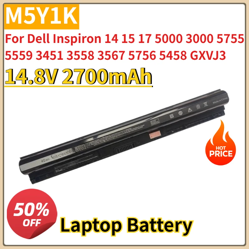 

New 14.8V 2700mAh M5Y1K Laptop Battery for Dell Inspiron 14 15 17 5000 3000 5755 5559 3451 3558 3567 5756 5458 GXVJ3 453-BBBQ