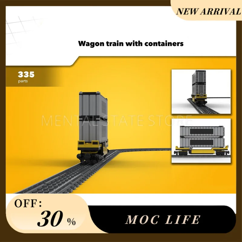 NEW 335PCS Customized MOC Wagon train with containers Building Blocks Technology Bricks DIY Creative Assembly Toys Holiday Gift