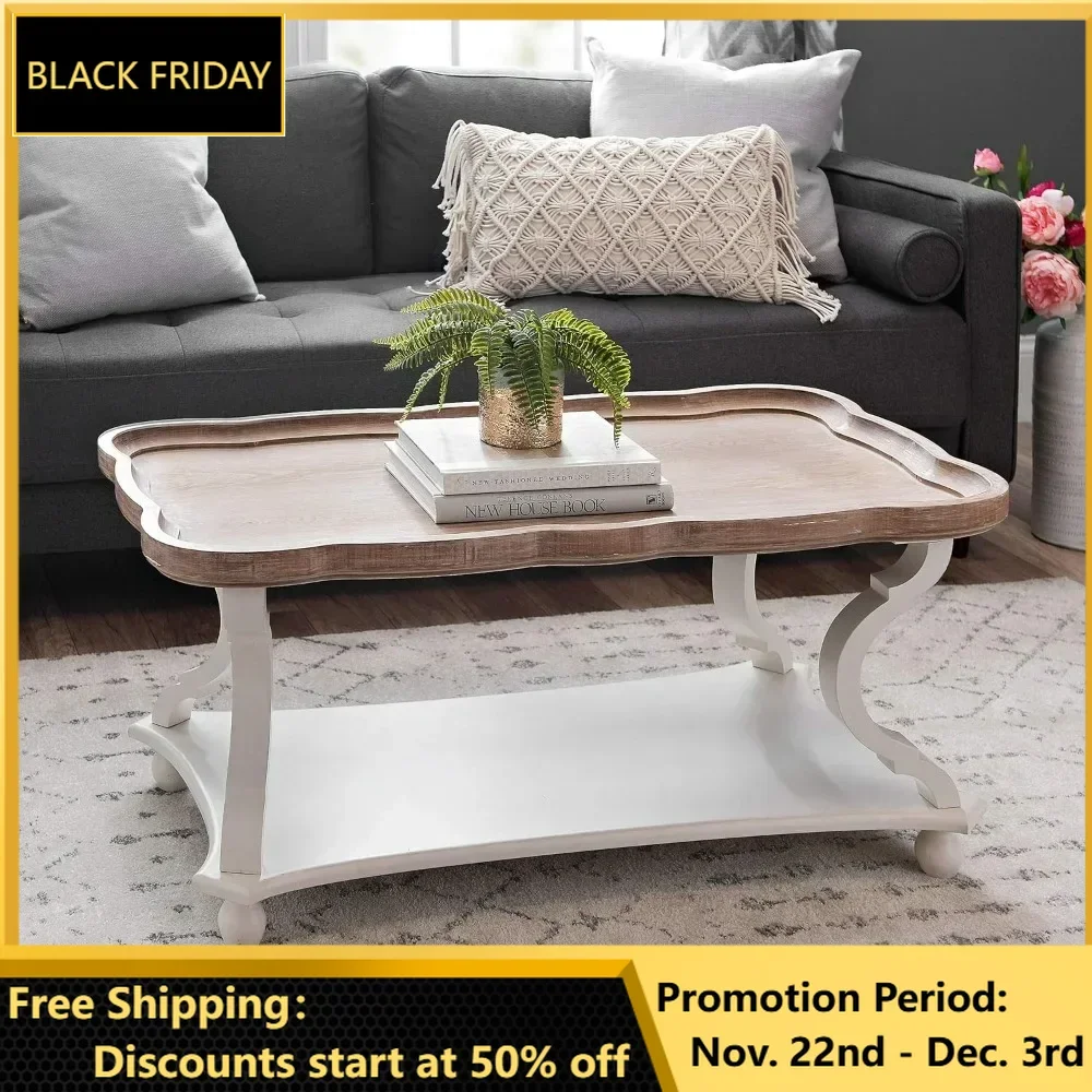 Coffee Table, Natural Tray Top Sofa Table for Family, Dinning or Living Room, Small Spaces, Handcrafted Finish, Coffee Tables